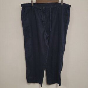 Jones New York Womens Wide‎ Leg Linen Pants Size 16W Blue Comfy Flowy Travel
